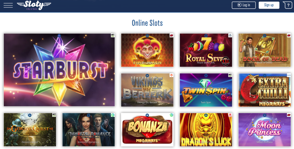 Sloty Casino Game Selection