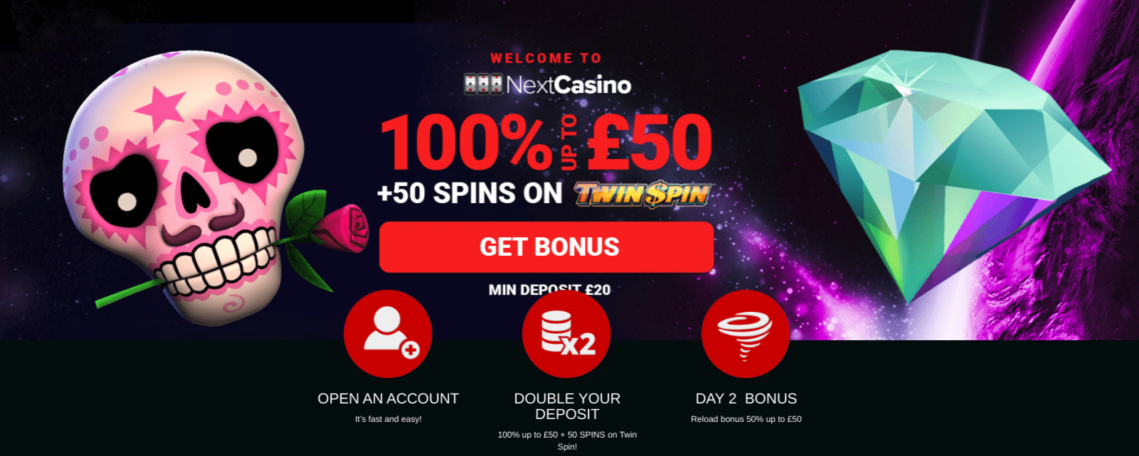 next casino welcome offer