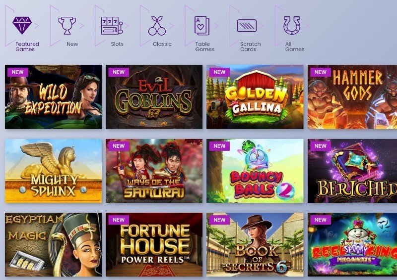 screenshot of the Casiplay game selection