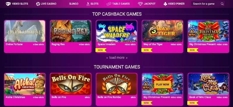 Screenshot of the No Bonus casino game selection