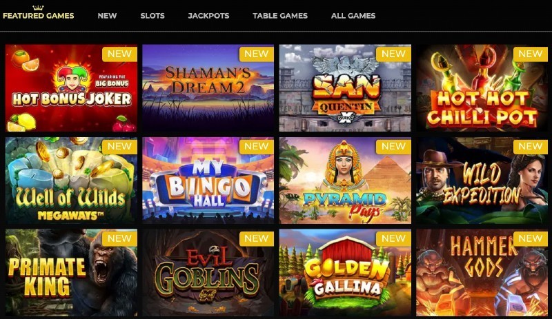 Screenshot of the Regent Play casino section