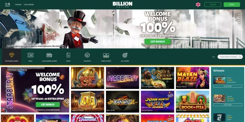 Screenshot of Billion Casino
