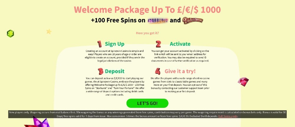 Spinzwin welcome package