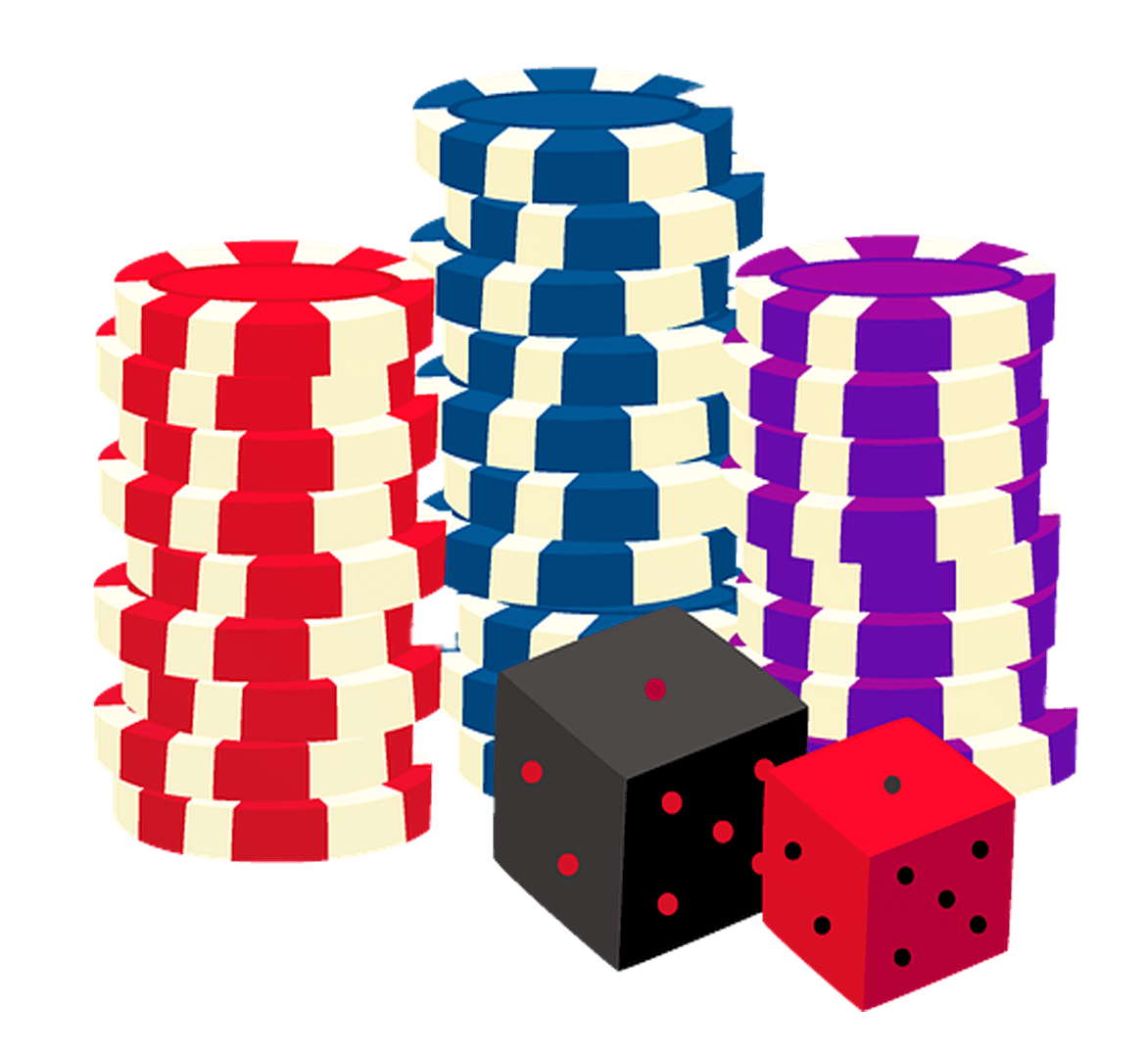 poker chips and dice