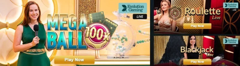 Screenshot of Videoslots live casino game selection