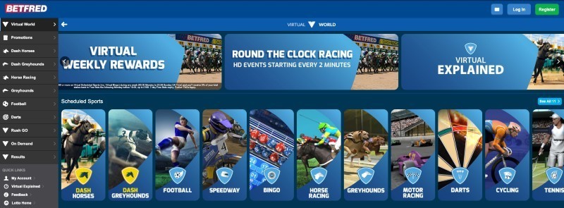 Screenshot of the virtual sports section at Betfred