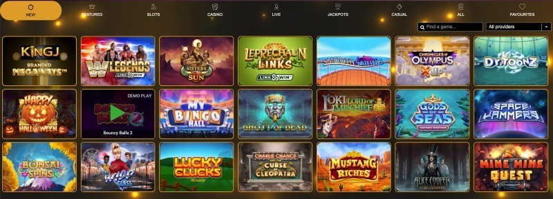 Screenshot of the King J game selection