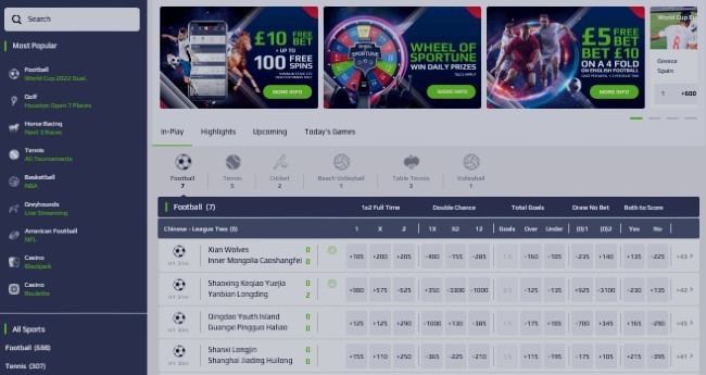 Screenshot of the NetBet sportsbook