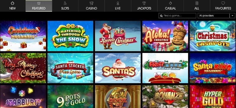 Screenshot of the Vegas Paradise game selection
