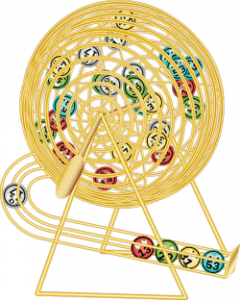Animated lotto wheel with numbered balls