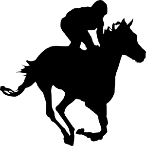 Silhouette of a man on a horse, horse racing