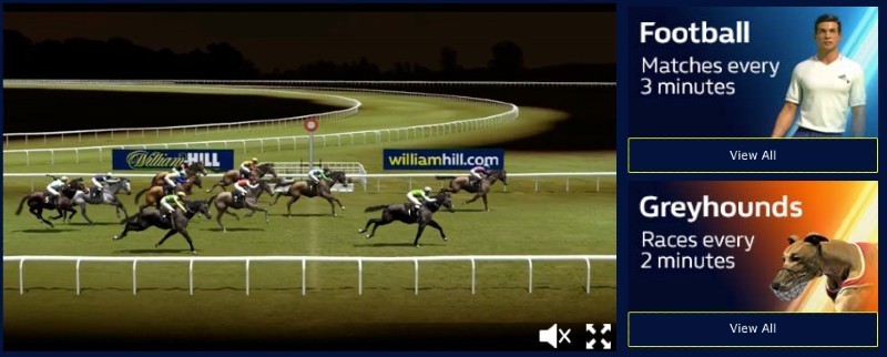 Screenshot of virtual sports betting at William Hill