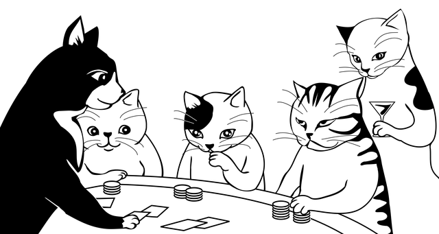 Cats playing blackjack 