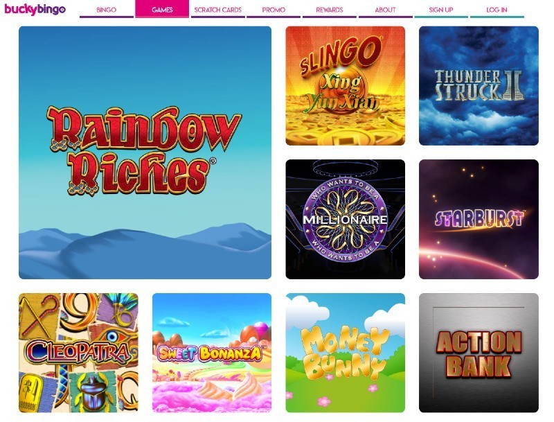 Screenshot of the Bucky Bingo game selection