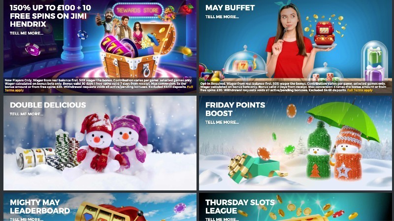 Screenshot of the promotions at Mobile Wins