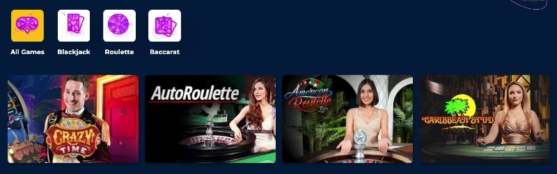 Screenshot of the live casino lobby at Slots n'Play casino