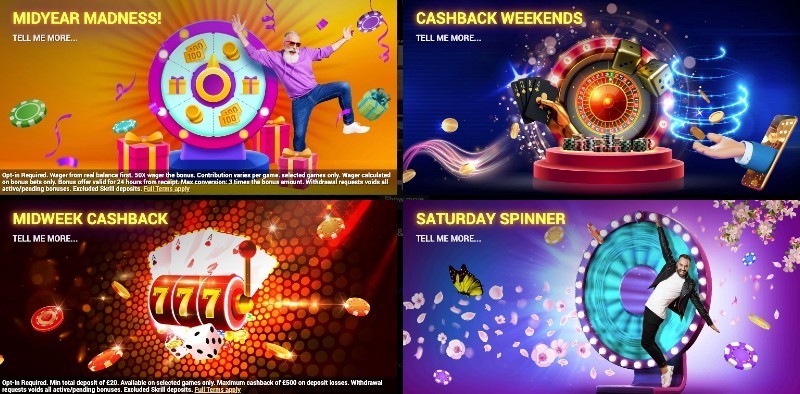 A selection of the promotions offered at Casino Elevate