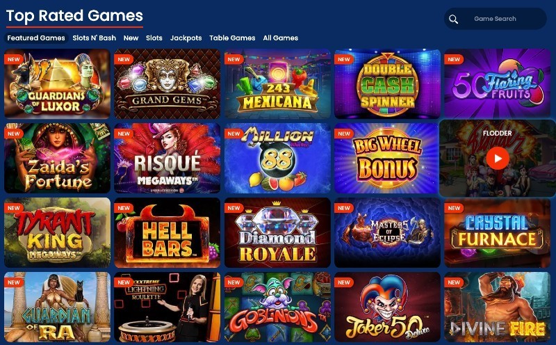 Screenshot of the game selection at Plaza Royal