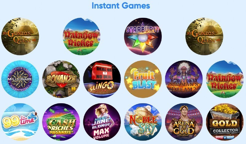 Screenshot of casino games at Oink Bingo