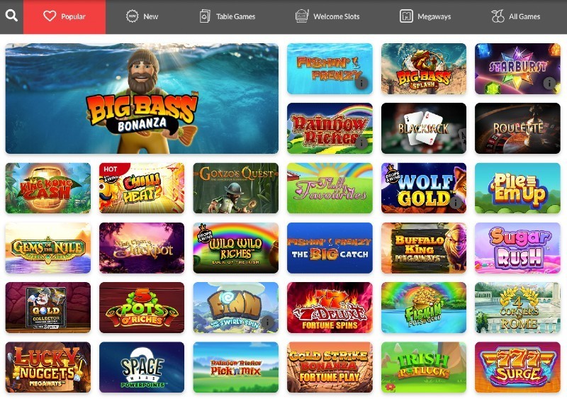 Screenshot of the Spin Slots game selection