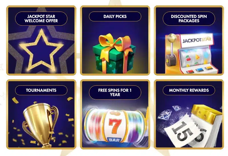 Screenshot of Jackpot Star promotions page