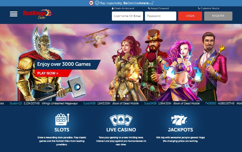 Screenshot of the CasinoRedKings website