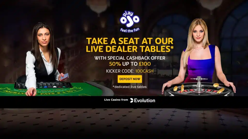 PlayOJOs live casino offer