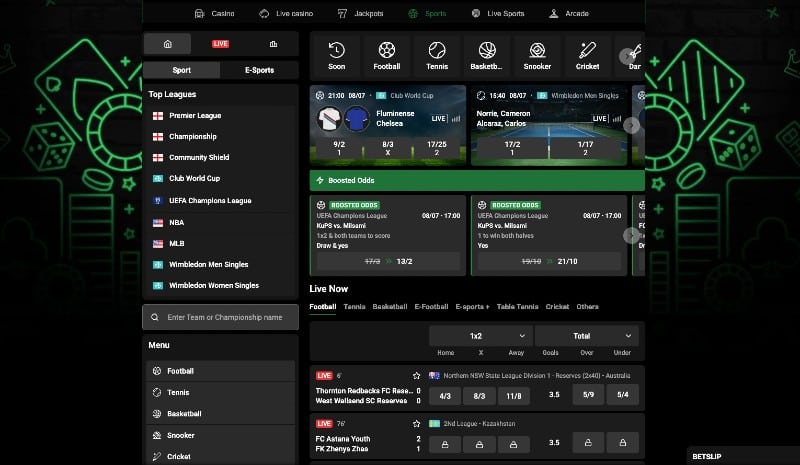 Screenshot of the Mr Vegas sportsbook