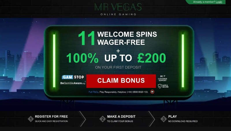 The welcome bonus for UK players at Mr Vegas casino