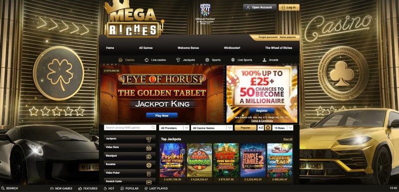 Mega Riches game selection