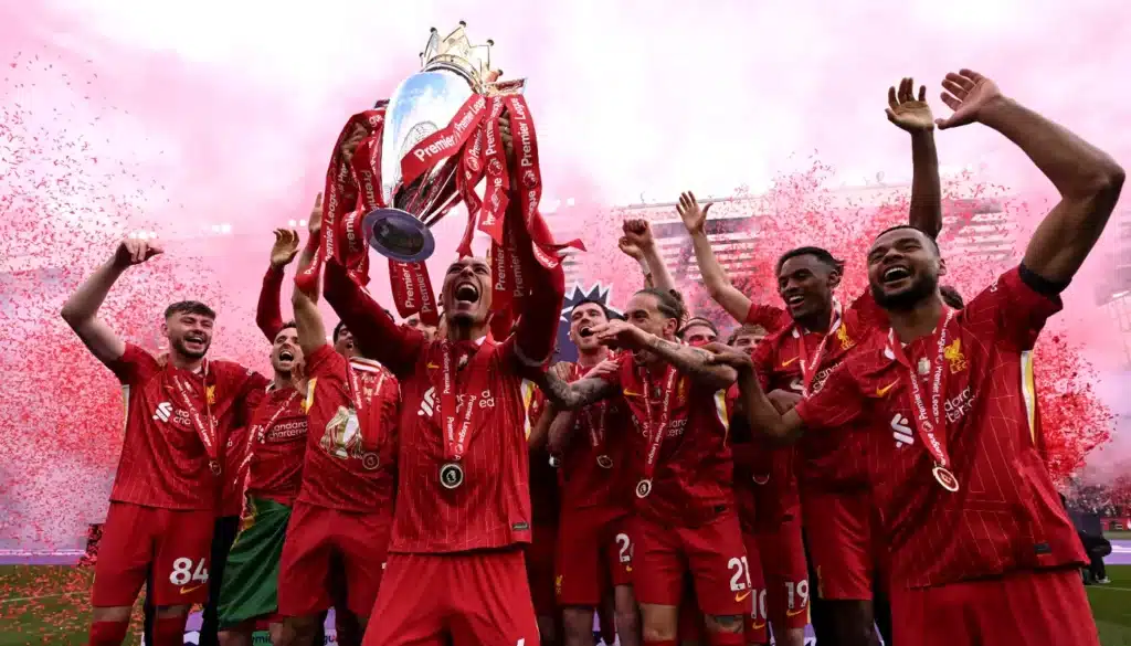 Liverpool's Premier League 24/25 trophy celebration